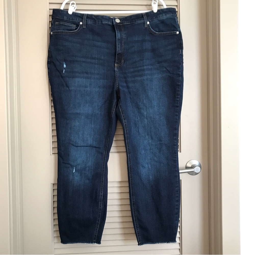 LC Lauren Conrad High-Rise Ankle Cropped Distressed Jeans Plus Size 22W
